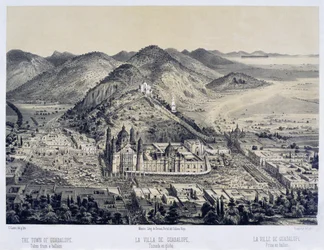 Die Villa de Guadalupe aus einem Heißluftballon gesehen